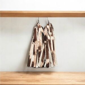 Brown and Cream Tassel Earrings